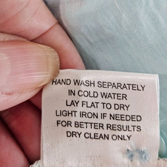 Shana Size Medium Fairy Tale Trees Button Up Aqua Blue Long Sleeve Coastal Shirt - Picture 10 of 12